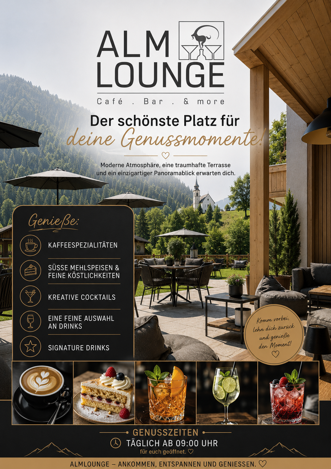 Almlounge & Bar Almhof Alpin – Evening atmosphere in Dienten am Hochkönig