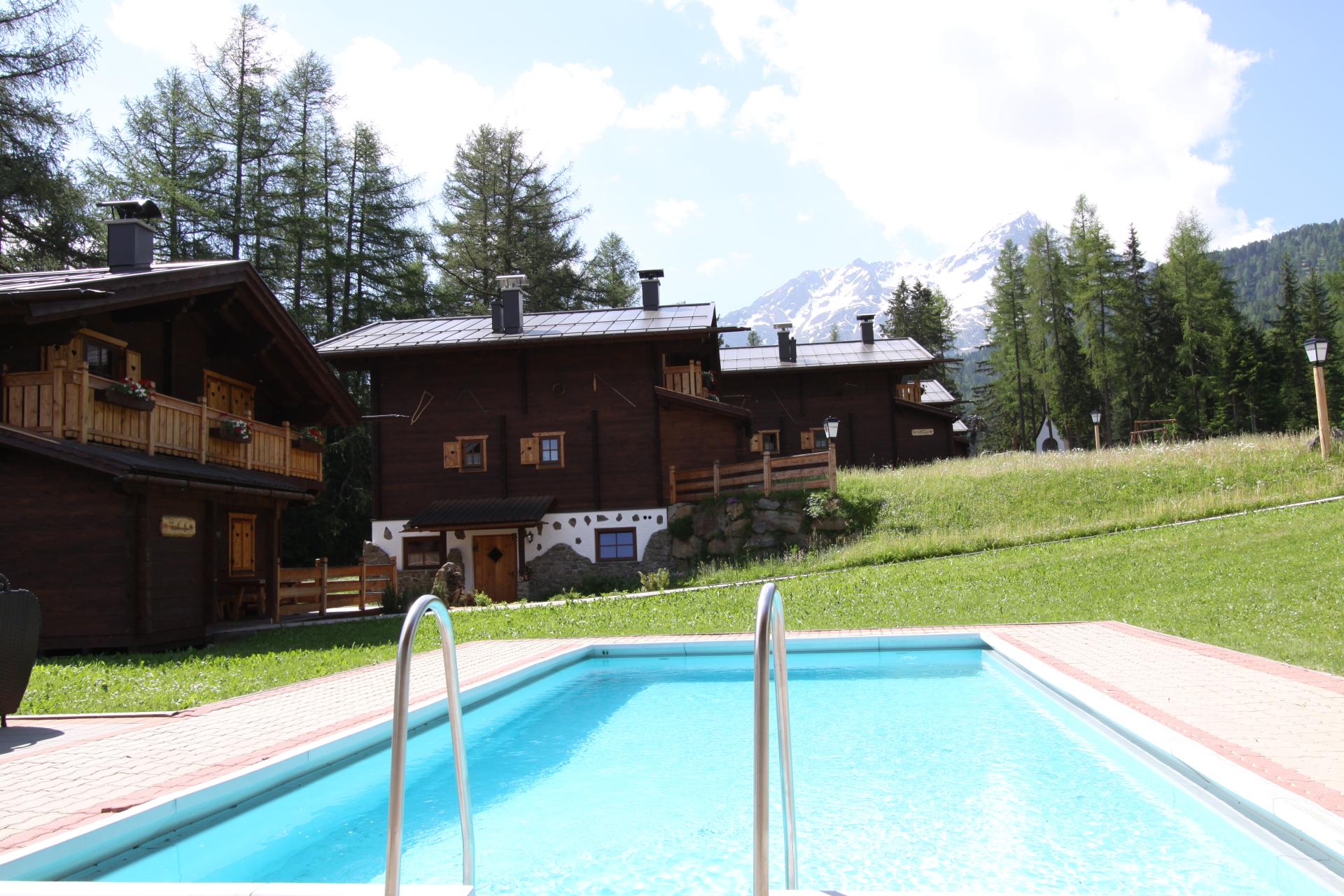 Outdoor swimming pool in summer